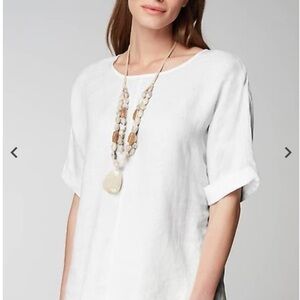 J Jill 100% linen white pullover top. Size small.